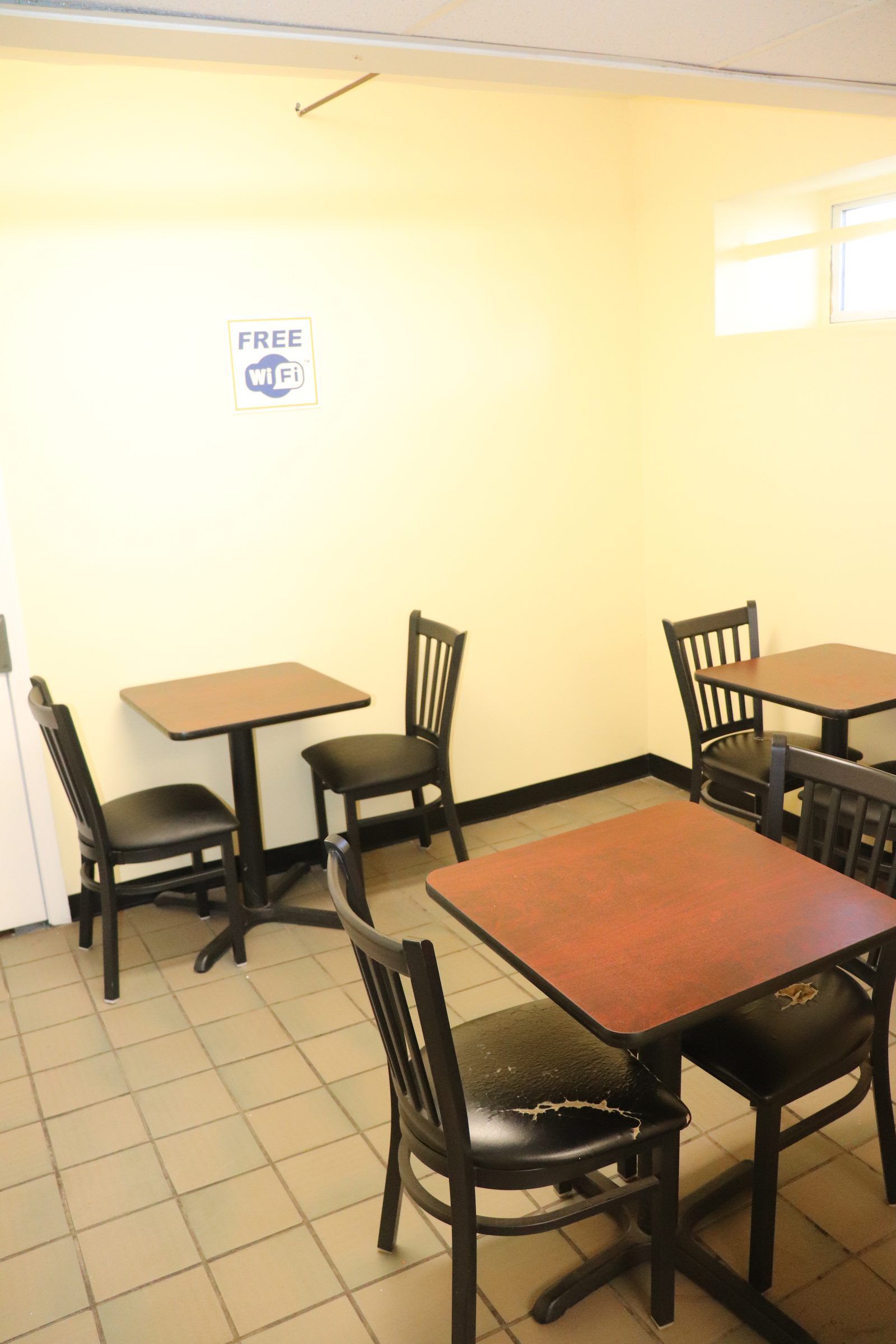 Wide view of seating with carts ready to use