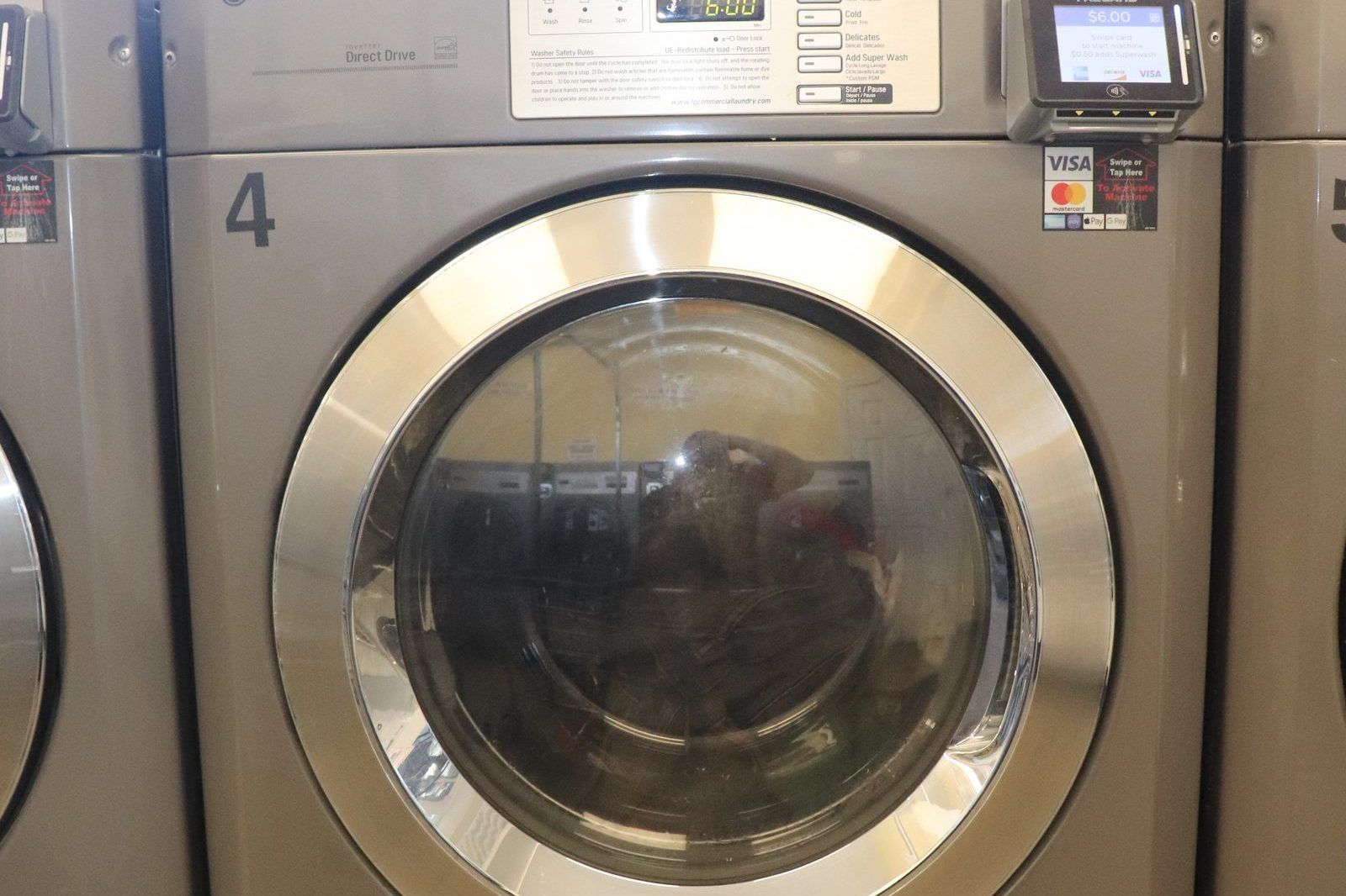 LG front-load 30 lb commercial washers with FasCard payment readers